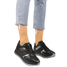 Baskets de sport en cuir écologique noir 2019-447