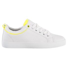 SHELOVET Baskets élégantes en cuir écologique blanche jaune