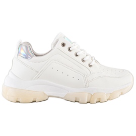 SHELOVET Baskets en cuir écologique blanche