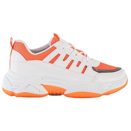SHELOVET Baskets confortables avec maille blanc orange