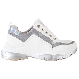 SHELOVET Baskets en cuir écologique blanc gris