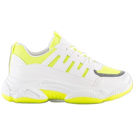 SHELOVET Baskets confortables avec maille blanche jaune