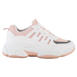 SHELOVET Baskets confortables avec maille blanc rose