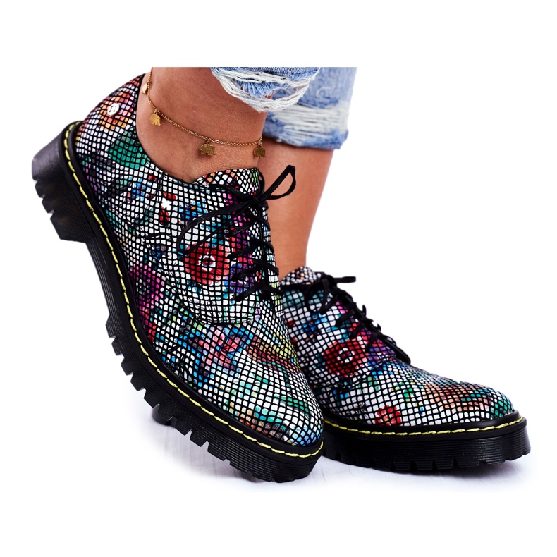 Richelieu Femme Richelieu Cuir Fleurs Maciejka 04087-43 le noir multicolore