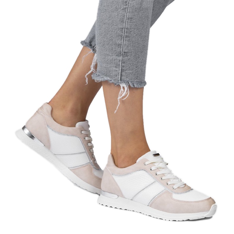 Chaussures de sport en éco-suède roses 6162-Y