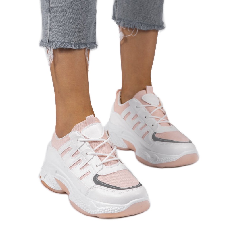 Chaussures de sport à la mode roses BH-001 blanche
