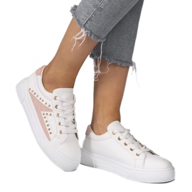 Baskets classiques blanches avec strass A88-69