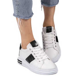 Baskets à la mode blanches avec éco-cuir C912 le noir