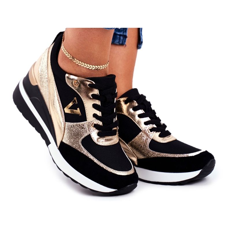 Vinceza Chaussures de sport pour femmes Sneakers Noir et or 21-10574 le noir jaune Vinceza Chaussures de sport pour femmes Sneakers Noir et or 21-10574 le noir jaune