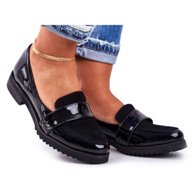 Mocassins Femme Lordsy Cuir Verni Noir Nicole 2589