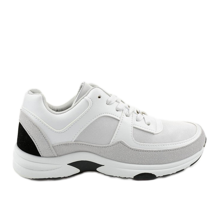 Baskets de sport à la mode blanches en éco-cuir CH005 gris