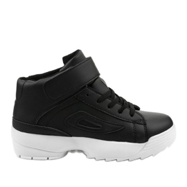 Baskets de sport en éco-cuir noir et blanc B-05