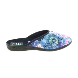 Chaussons fleurs 3D Adanex 25562 marine bleu rose vert