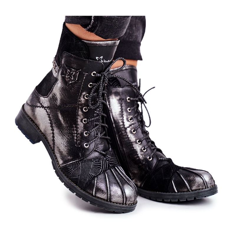 Bottes Chaudes En Cuir Femme Maciejka Noir 03961-01 le noir