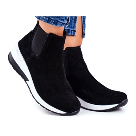 Vinceza Chaussures de sport pour femmes Baskets en cuir noir 21-7781