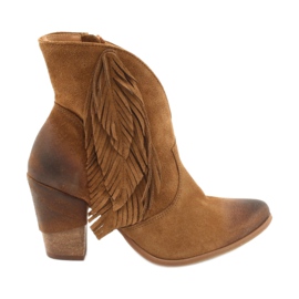 EXQUISITE 1196 Bottes de cowboy en daim camel brun