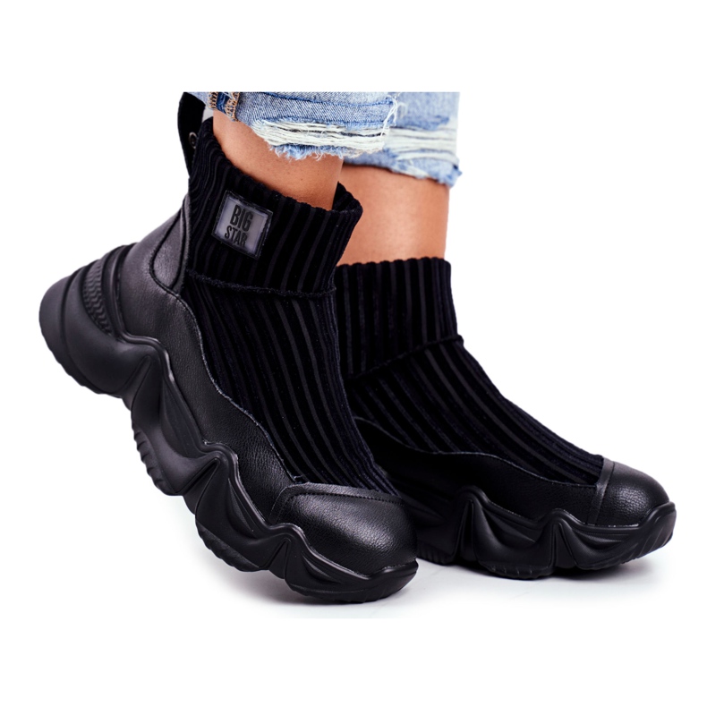 Chaussures de sport hautes pour femmes Big Star Noir GG274607 le noir