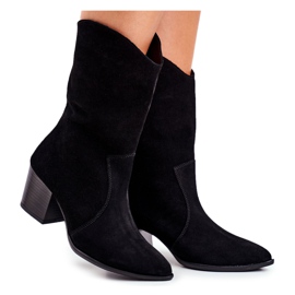 Bottines Femme Talon Haut Cuir Nubuck Noir Nicole 2580