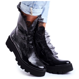 Exquisite Bottes Hautes Femme Cuir Laqué Montegero noir