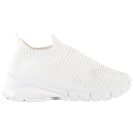 SHELOVET Baskets à enfiler en textile blanc