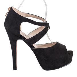 Queentina Escarpins à bout ouvert sur la plate-forme noir