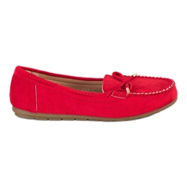 Super Me Mocassins en daim rouge