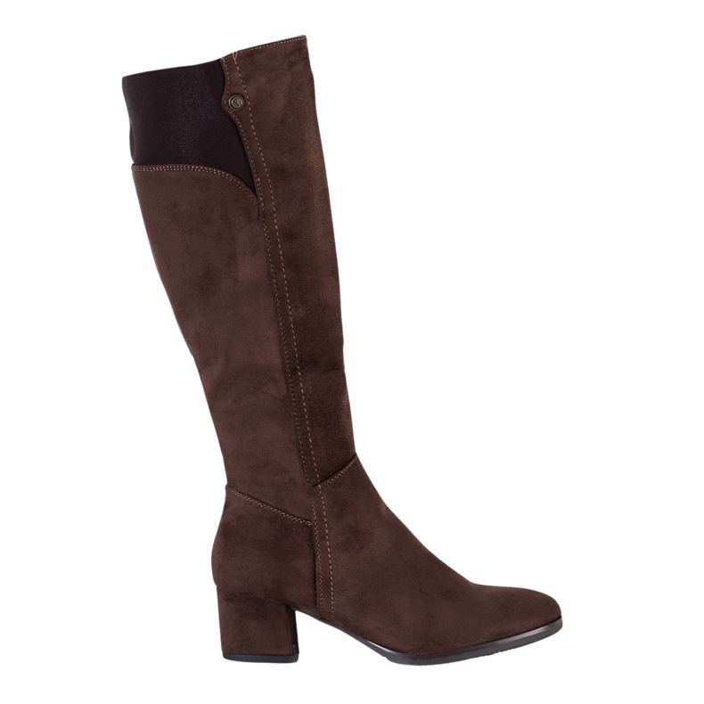 Goodin Bottes marron sur un poste bas brun