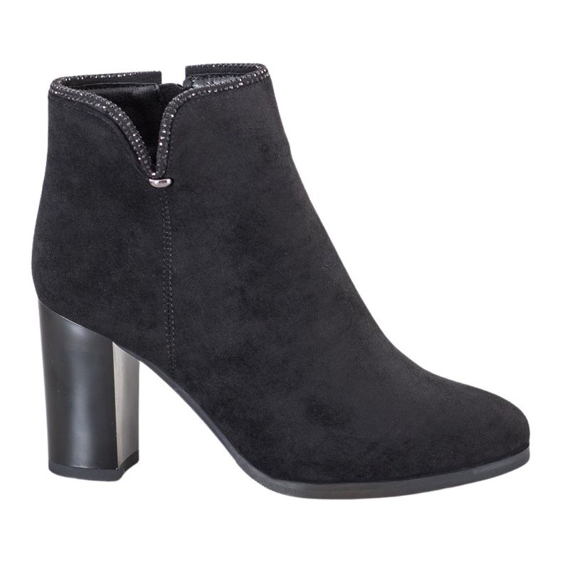 Goodin Bottes élégantes avec des cristaux le noir