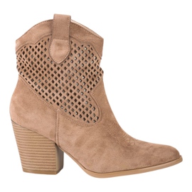 Erynn Boots santiags ajourées beiges