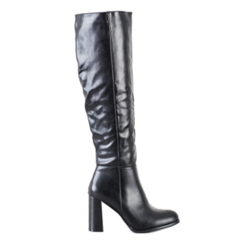 Goodin Bottes classiques avec cuir écologique noir