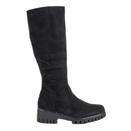 Goodin Bottes noires sur la plate-forme le noir