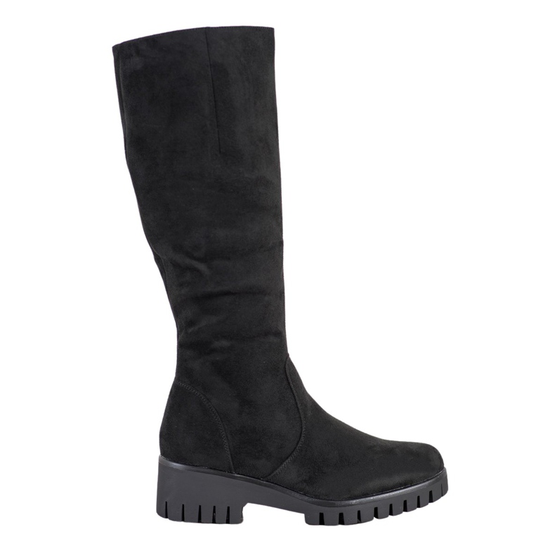 Goodin Bottes noires sur la plate-forme le noir