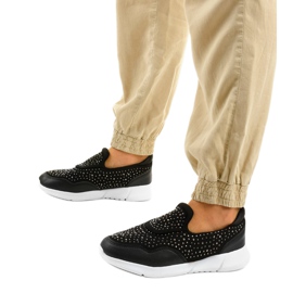 Chaussures de sport à enfiler noires et blanches B84-1 Chaussures de sport à enfiler noires et blanches B84-1