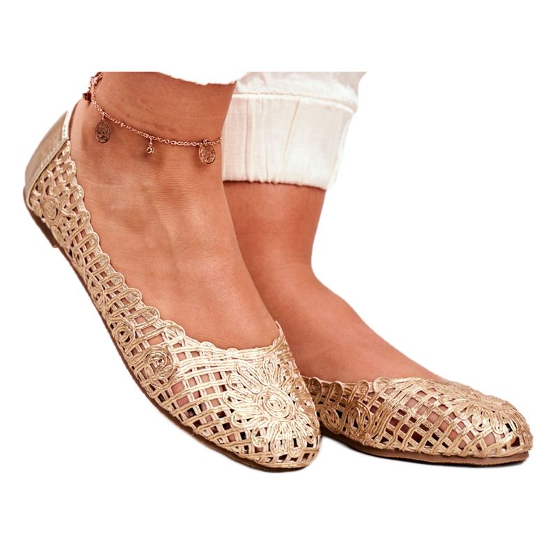 Lu Boo Ballerines Femme Or Ajouré Tressé Carry d'or Lu Boo Ballerines Femme Or Ajouré Tressé Carry d'or