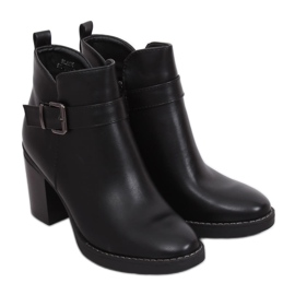Bottines à talons larges noires BM-9078 Noir