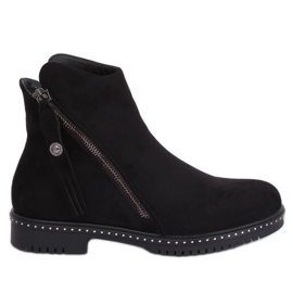 Bottines noires en daim noir 6332 Noir le noir