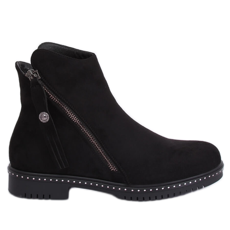 Bottines noires en daim noir 6332 Noir le noir