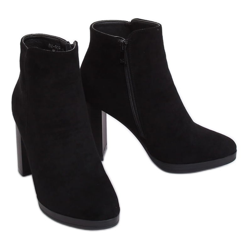 Bottines noires à talons BM-9091-1 Noir le noir