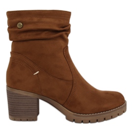 Bottines Talons Larges Marron QQ-02 Camel brun