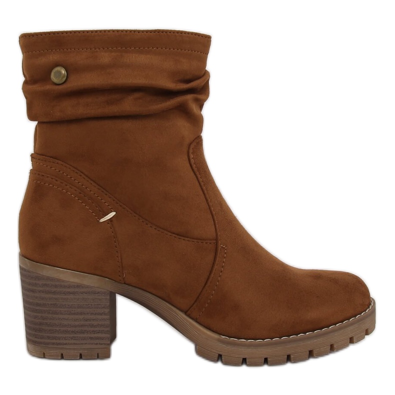Bottines Talons Larges Marron QQ-02 Camel brun