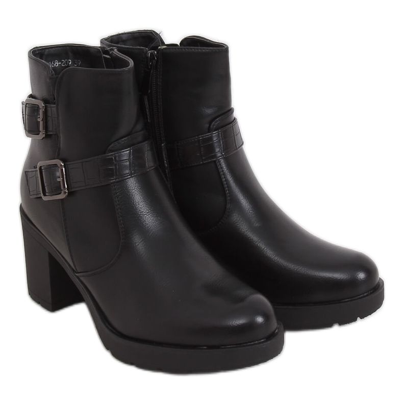 Bottines noires à talons larges 168-209 Noir le noir