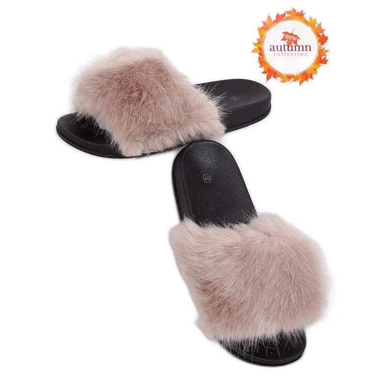 Chaussons beiges avec fourrure CK107P Beige