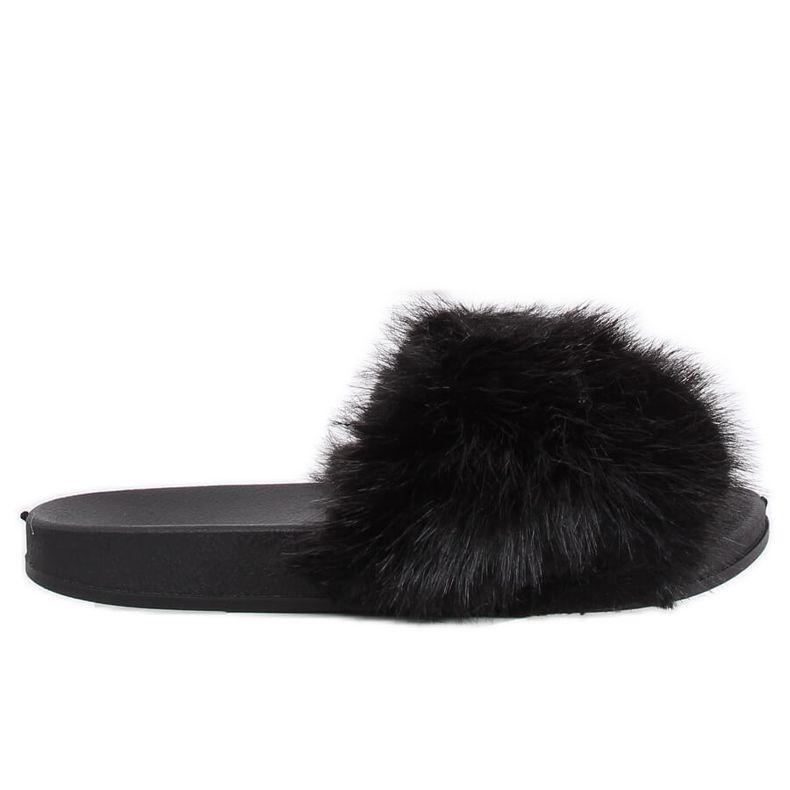 Noir CK107P Chaussons noirs avec fourrure le noir