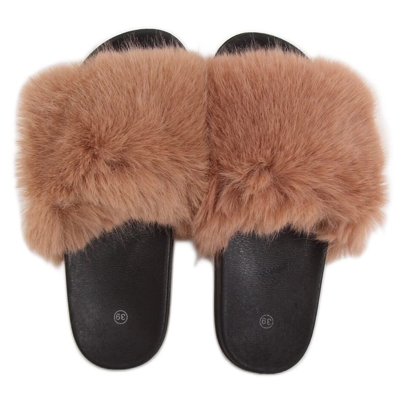 Chaussons avec fourrure de chameau CK107P Camel brun