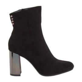 Bottines noires métallisées à talon 7661-GA Noir le noir