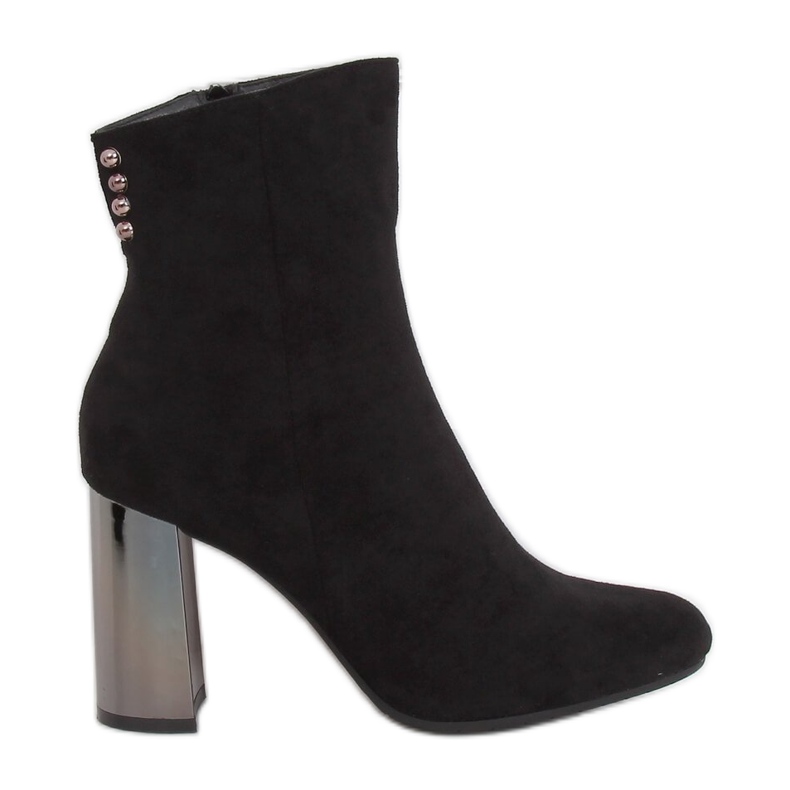 Bottines noires métallisées à talon 7661-GA Noir le noir