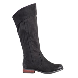 Goodin Bottes en daim au-dessus du genou noir