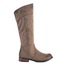 Goodin Bottes en daim au-dessus du genou beige