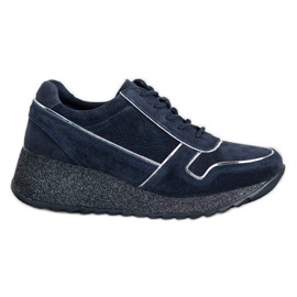 Filippo Baskets en cuir à plateforme scintillante bleu