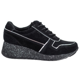 Filippo Baskets en cuir à plateforme scintillante le noir